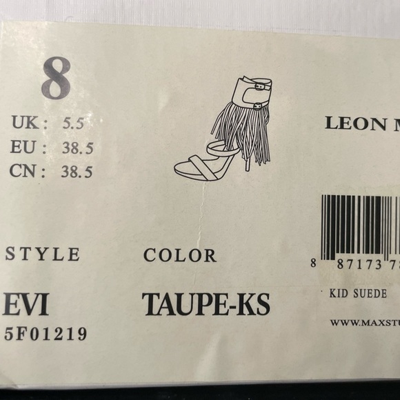 Leon Max Studio Sandals Boho Heels Ankle Fringe Stiletto Suede Genuine Leather 8 - Picture 7 of 9